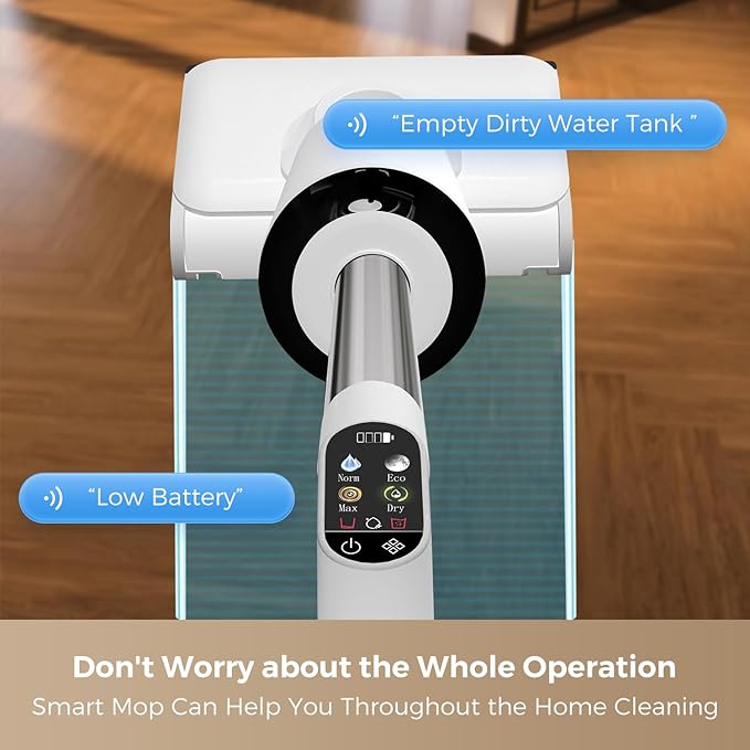 HABIUBIU Wet Dry Vacuum Cleaner, 180° Lay-Flat Cordless Vacuum Mop Combo with Edge Cleaning, All-in-One Floor Cleaner for Hard Floors, Self-Cleaning, 45mins Runtime, LED Display, Voice Prompts