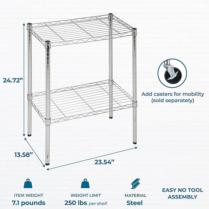 Heavy-Duty Pantry Organizers and Storage with Adjustable Shelves, No Tool Assembly, Bathroom Storage Solution, Storage Shelves with 250 Pound Weight Capacity Per Shelf