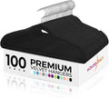 House Day Premium Velvet Hangers, Non-Slip Flocked Felt, Sturdy Coat & Suit Hangers for Closet Space Saving (100 Pack, Black)