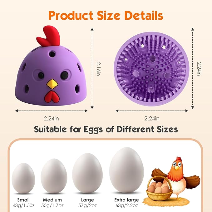 Egg Brush Cleaner, Egg Cleaner Scrubber for Fresh Eggs, Cute Chick Shaped Silicone Egg Washer, Reusable Multipurpose Washing Egg Tool for Fruits and Vegetables (Purple/Green)