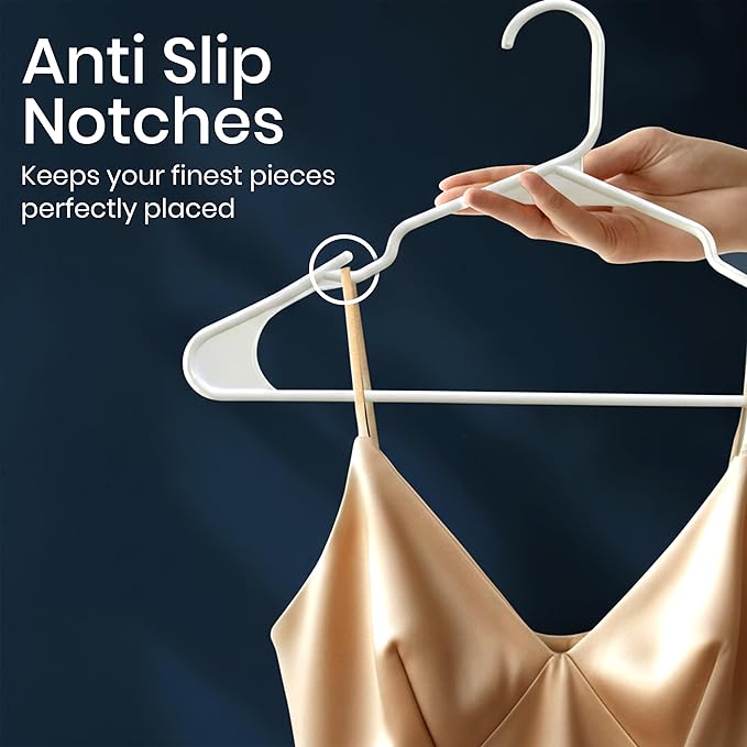 Utopia Home Plastic Hangers 200 Pack - Perfect Space Saving Clothes Hanger - Durable and Strong - Perfect Closet Organizers with Shoulder Grooves (White)