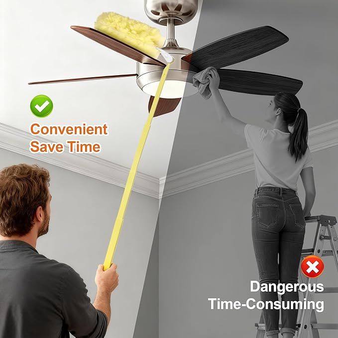 JOYMOOP Scented Telescopic Duster kit, 3FT Extendable Handle (Yellow) + 24 Yellow Refills for Swiffer Feather Duster,Easy Cleaning for Ceilings, Ceiling Fans, Blinds, Vents & Shelves