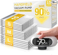 15 Pack Vacuum Storage Bags with -70KPa Electric Pump, Premium Tear-Resistant Reusable Bags for Clothing, Space Saving Essentials for Travel, White