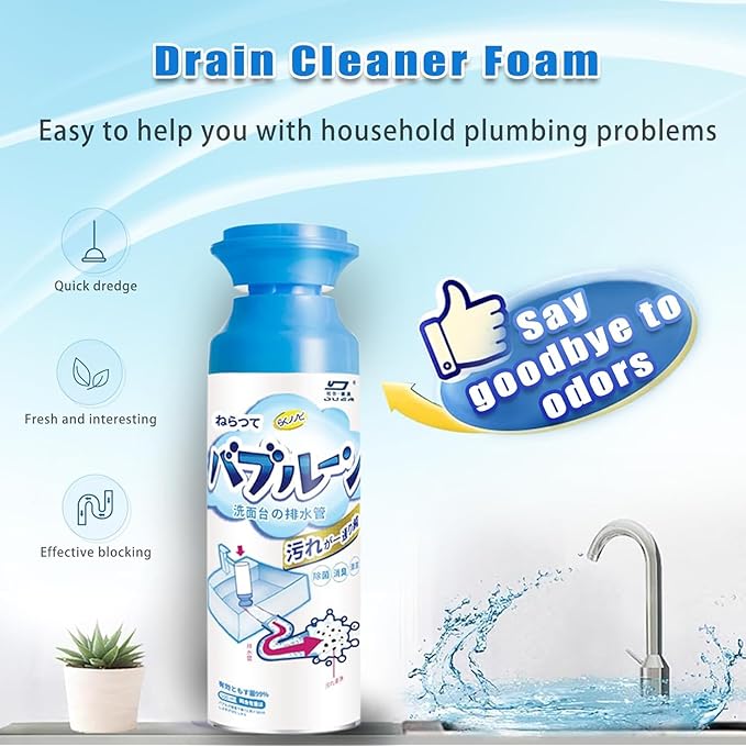 HERIOS Foam Drain Cleaner, Powerful Sink and, Liquid Hair Clog Remover, Foaming for Kitchen Drain, Sinks, Tubs (2 pc, 2, Count)