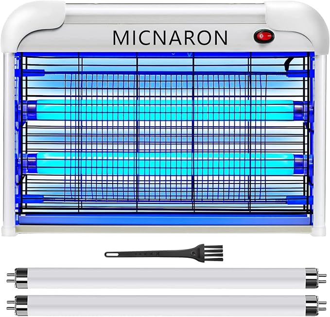 Indoor Electric Bug Zapper, 2800V Powerful Flying Insect Mosquito Killer w/ 20W Blue Light Attract, Plug-in Pest Control Machine for Moth, Fruit Fly, Fungus Gnat, Garage Bug Catcher/Eliminator/Trap