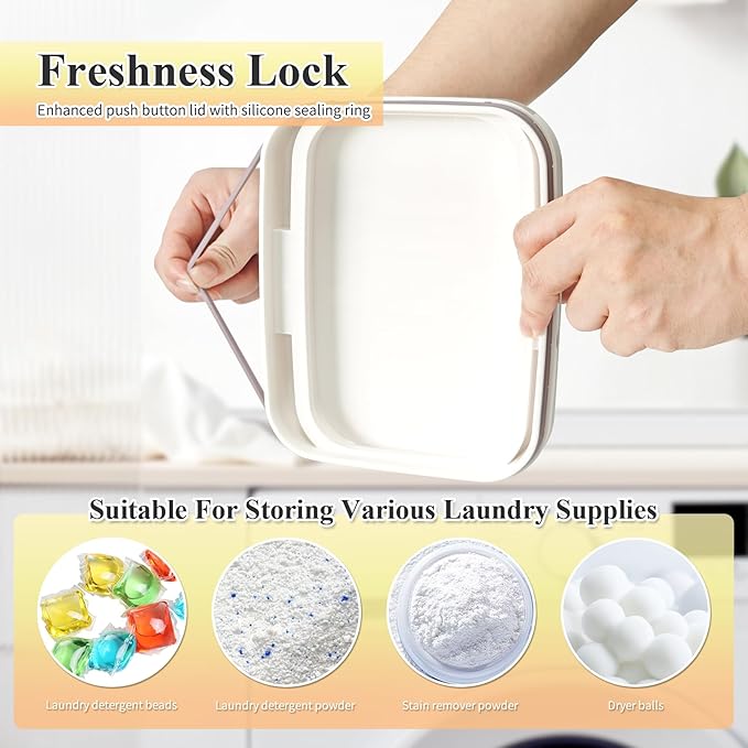 Gute Laundry Pod Holder with Lid - 67oz Sealed Automatic Pop-Up Dispenser, Laundry & Dishwasher Pods for Laundry Room Organization-2L
