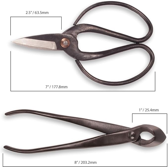 BambooMN Bonsai Basics Set - 8" Concave Cutter, 7" Heavy Duty Shear - 3 Sets