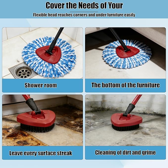4PCS Mop Head Replacement Compatiable with Ocedar with Fit for RinseClean 2-Tank System,Spin Mop Heads,Perfect for deep Cleaning Hard-to-Reach Hidden Corners in bathrooms,Living Rooms and More