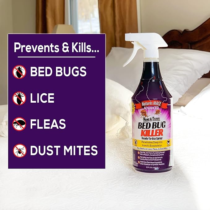 Nature’s MACE Bed Bug Killer 16 oz, Kill BedBugs Treatment, Mites, Eggs, Easy, Do-It-Yourself, Professional Bed Bug Spray, at-Home Solution, Mattress, Non-Toxic, Child & Pet Safe, Stain & Odor Free