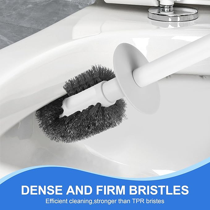 2 Pack Toilet Brush and Plunger Set, 3 in 1 Toilet Bowl Brush and Holder with Crevice Cleaning Brush Wall Mounted Household Bathroom Cleaning Tools Combo(2)