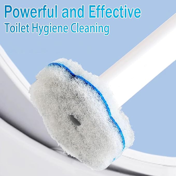 Disposable Toilet Brush， 2 Pack Toilet Wand and Holder with 54 Cleaner Refills Disposable Toilet Cleaning System Cleaner Pads for Toilet Bowl，Bathroom Cleaning，Sink，Bathtub - White