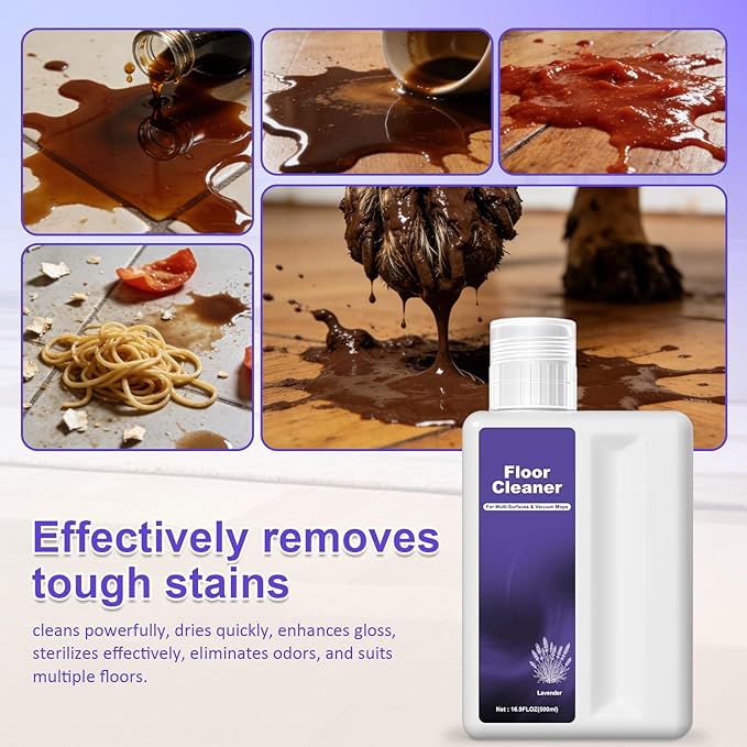 Floor Cleaning Solution Compatible With Dreame Cleaning Solution, Low Foam & No Residue, Floor Cleaner for All Robot Vacuum Cleaners and Wireless Wet Dry Dual-Use Vacuum Cleaners (Lavender, Total 1 L)