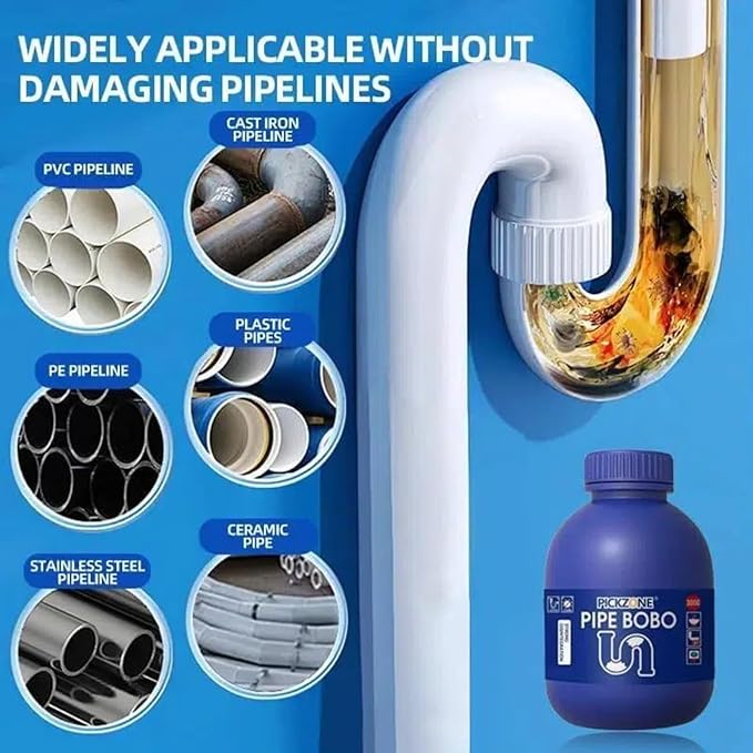 Sink and Drain Cleaner Powder - Drain Clog Remover, Pipe Bobo D-rain Cleaner for Kitchen Bathroom Tubs and Showers, Powerful Unclogging Improve Water Flow (3 Bottle, Fl Oz, 40.2)