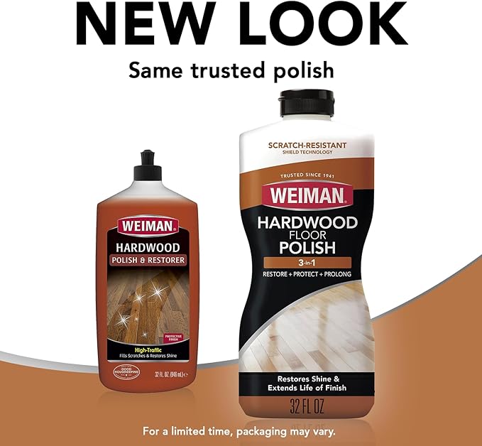 Weiman Wood Floor Polish and Restorer 32 Oz Bundle - High-Traffic Hardwood Floor, Natural Shine, Removes Scratches, Leaves Protective Layer