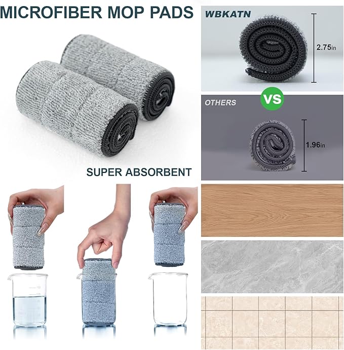 Large Mop and Bucket System with Wringer Set, Hands-Free Flat Mops for Floor Cleaning, Mopping Bucket System with 8 Washable Microfiber Pads for Wet and Dry Use, Home Windows and Wall Cleaner Mop