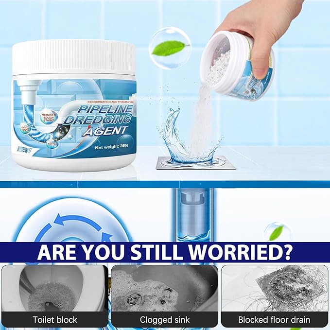 Sink Drain Hair Clog Remover Cleaner, Powerful Unclogging Sink Hair Cleaner, Bathroom Shower Pipeline Dredging Agent, Drain Opener for Kitchen (260g)