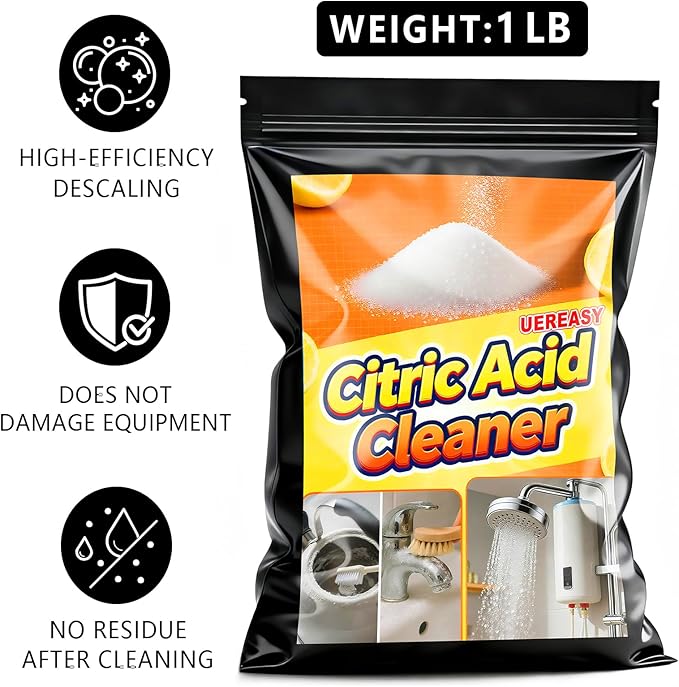 Distiller Descaler Citric Acid Cleaner, 1 Lb Bulk for Cleaning Water Distillers, Pure Citrus Acid Crystals Universal Residue Descaling Portable Distiller, Kettle, Boiler, Dispenser (16 oz)