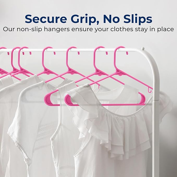 SereneLife Premium 20 Pack Plastic Hangers, Lightweight, Durable, Space Saving Clothes Organizers, Suitable for Shirts, Sweaters, Hoodies, Dresses, Kids Clothes, Good for Home Organization (Pink)