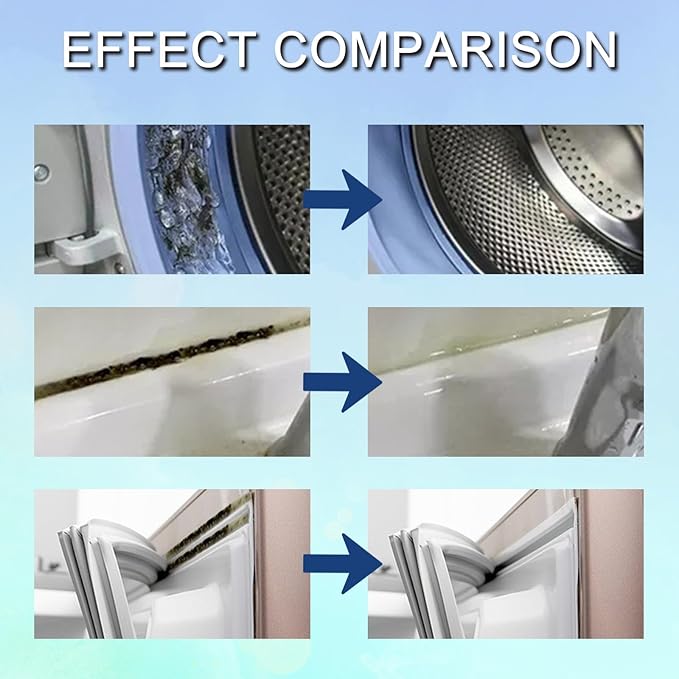 Sugelary Mold Stain Cleaner, 10 Fl oz All-Purpose Gel for Front Loader Seal, Household Cleaner Gel for Bathroom Grout, Sink, Shower, Caulk, Washing Machine Cleaning Solution