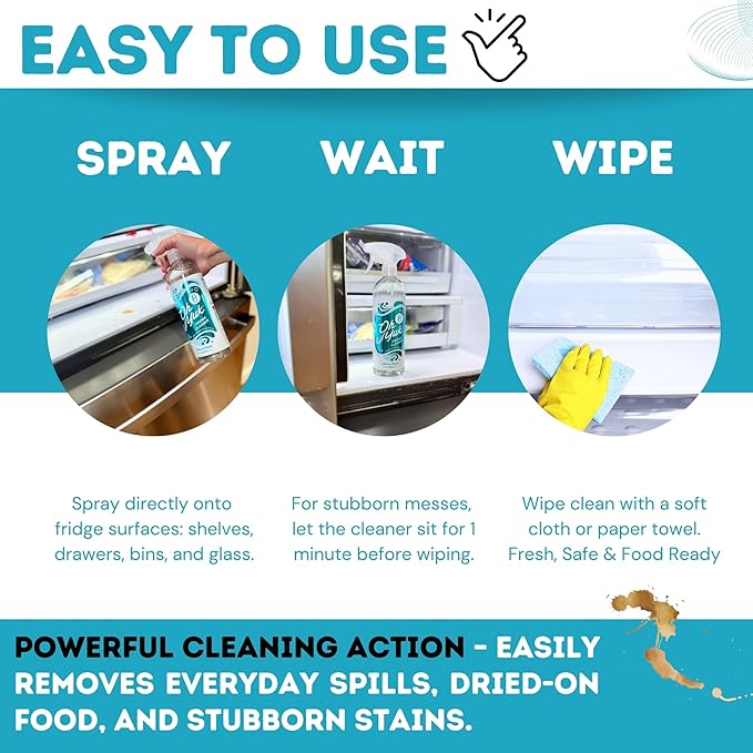 Oh Yuk Fridge Cleaner – 16 oz Concentrate Refill | Makes 4 Spray Bottles | Cleans Inside Refrigerator for Spotless, Food-Contact Safe Surfaces | Lifts Sticky Messes & Dried-On Food