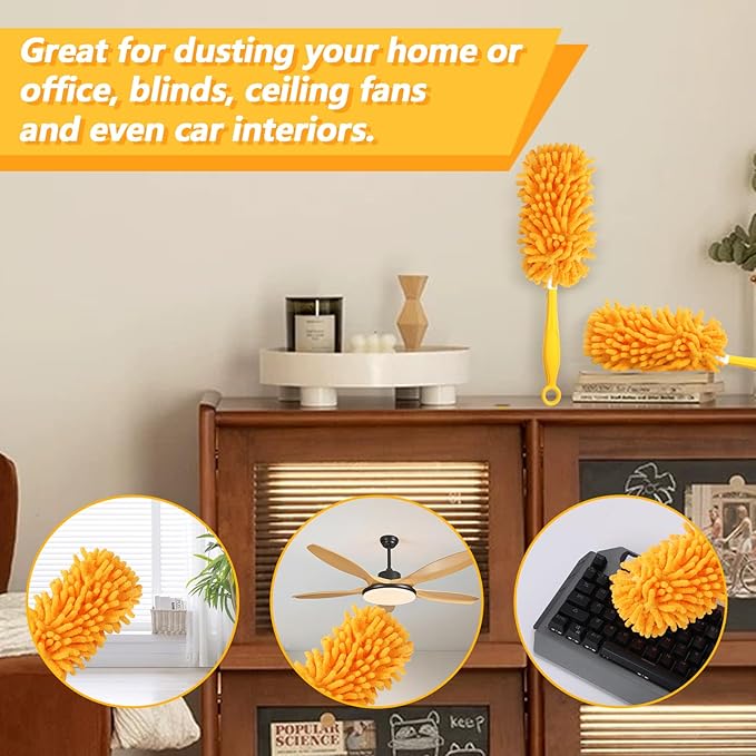 Reusable Duster Refill Compatible with Swiffer Duster Kit - Pet Heavy Duty Duster Refills Fit for Swiffer Extended Handle Duster - Microfiber 360 Duster Refills for Dusting Cleaning, 6 Pack