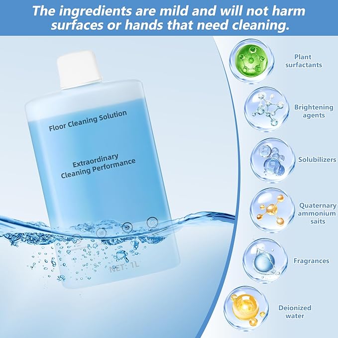 Floor Cleaning Solution Compatible With Roborock Robot Vacuum And Mop Cleaner， Deep Cleans For Multiple Hard Floors, for Robot & Wet Dry Vacuums Mopping Floor Cleaners Solution , 33.8 Fl. OZ(1 Bottle)