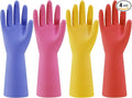 Bamllum Rubber Kitchen Dishwashing Gloves - 4 Pairs Colorful Reusable Household Cleaning Gloves for Washing Dishes and Cleaning Tasks, Flexible Long-lasting and Non-Slip (Small, Blue+Pink+Yellow+Red)