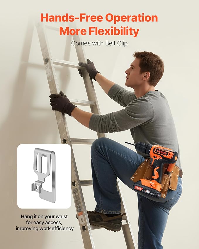 VEVOR Cordless Drill Driver, 1/2 inch Metal Chuck, Dual-Speed Variable, Drill Driver Kit with Lithium Battery and Charger, Belt Clip, for Wood and Metal Drilling, Screw Tightening or Loosening