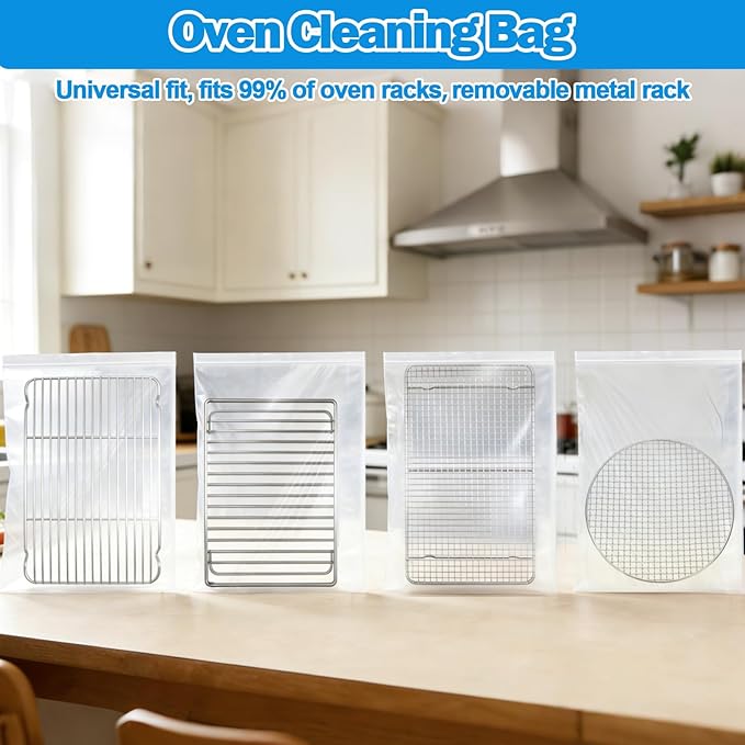 XANGNIER 9 Pack Oven Rack Cleaning Bags Kit with Brush,No Cleaner Included,Simple to Use,No Messy Hands Reusable Leakproof Soaking Cleaner Bags for Removable Metal Rack,BBQ Grills,Grill Grate