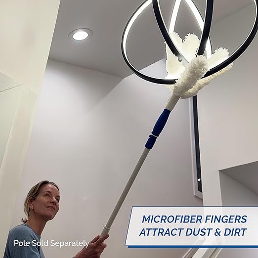 Unger Connect and Clean Microfiber Feather Duster for Household Cleaning and Dusting, Cleans Fragile Objects, Glassware, Vases, Picture Frames, Machine Washable, Compatible with Threaded Pole
