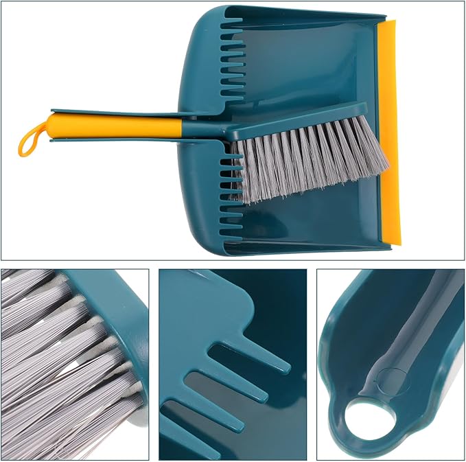 Hand Broom and Dustpan Set Small Size with Plastic Bristles Home Cleaning Accessory for Kitchen, Tabletop, Car Interior, and Office Sweeping