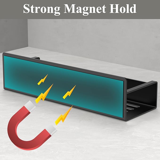 Magnetic Water Bottle Holder for Refrigerator, Cup Holder Organizer for Stanley and Tumbler for Kitchen, 6 Pack, Black