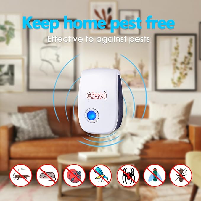 Mouse Rodent Rat Spider Roach Repellent Indoor Ultrasonic Pest Insect Bug Repeller, Pest Control Device for Home Basement Attic Garage (6 Pack)