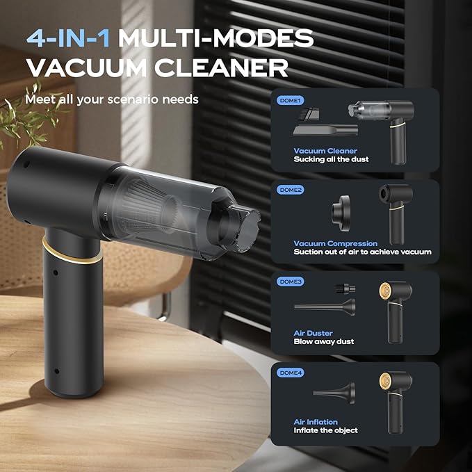 BSRCO Car Vacuum Portable Cordless, Handheld Vacuum Cordless 15Kpa, Hand Vacuum Ultra-Quiet (75dB), 21min Runtime, Lightweight (1.25 lbs) for Car, Pet Hair, Home
