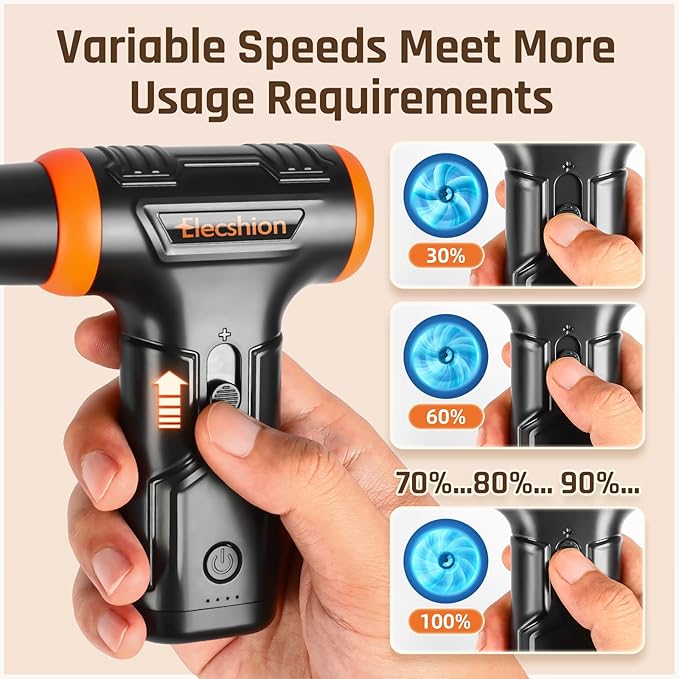 Electric Air Duster- 110000RPM 50m/s Super Power Compressed Air, Variable Speed Canned Air with Fast Charging, Mini Dust Blower for Computer, Keyboard, House, Outdoor and Car, Replace Air Can