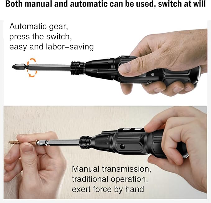 Electric Screwdriver Cordless Rechargeable Power Screwdriver Set, Portable Automatic Home Repair Tool Kit with LED Lights & USB Charging Cable for Men (2PCS)