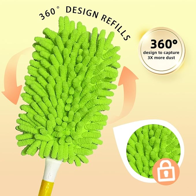 Reusable Duster Refill Compatible with Swiffer Hand Duster - 360 Heavy Duty Dusters Refills - Microfiber Ceiling Fan Duster for Swiffer Dusters Extended Handle, 6 Pack(Handle is Not Included)
