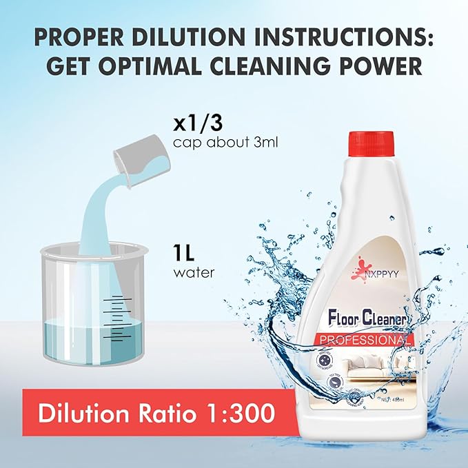Floor Cleaning Solution Compatible with Roborock Q5/Q7/Q8/S7/S8/Qrevo Series, All Robot Vacuums & Wet Dry Vacuum, Floor Cleaner for Mopping, 4 Bottle Floor Cleaner Refill
