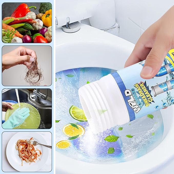 Wild Tornado Pipe Dredge, Powerful Sink and Drain Cleaner Powder, Wild Tornado Sink and Drain Cleaner for Kitchen Toilet Pipeline Quick Cleaning Tool (2PCS)