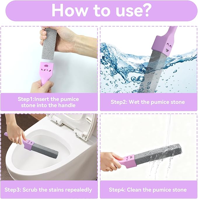 12 Pack Pumice Stones Scouring Sticks with 2 Handles, Pumice Scouring Pad Pumice Stick Cleaner for Cleaning Toilet, Bathtubs, Kitchen Sink, Grill, Household