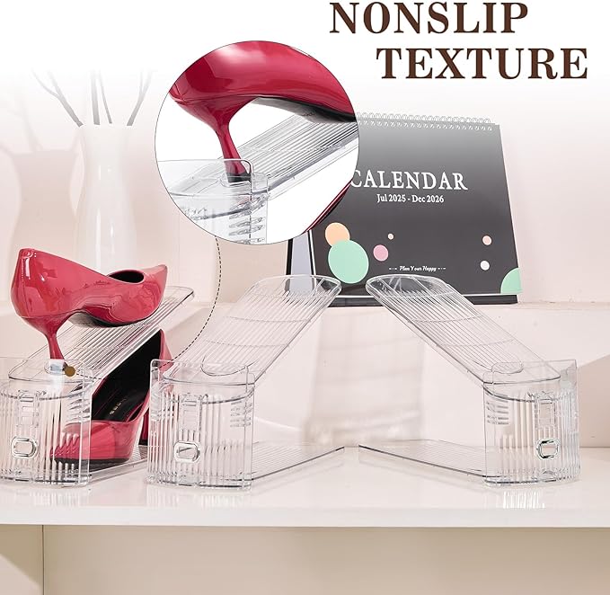 Adjustable Shoe Slots Organizer,30PACK Transparent Shoe Stackers Shoe Rack Holder Shoe Space Savers Double Layer Stack Shoe Racks for Closet Organization(Transparent)