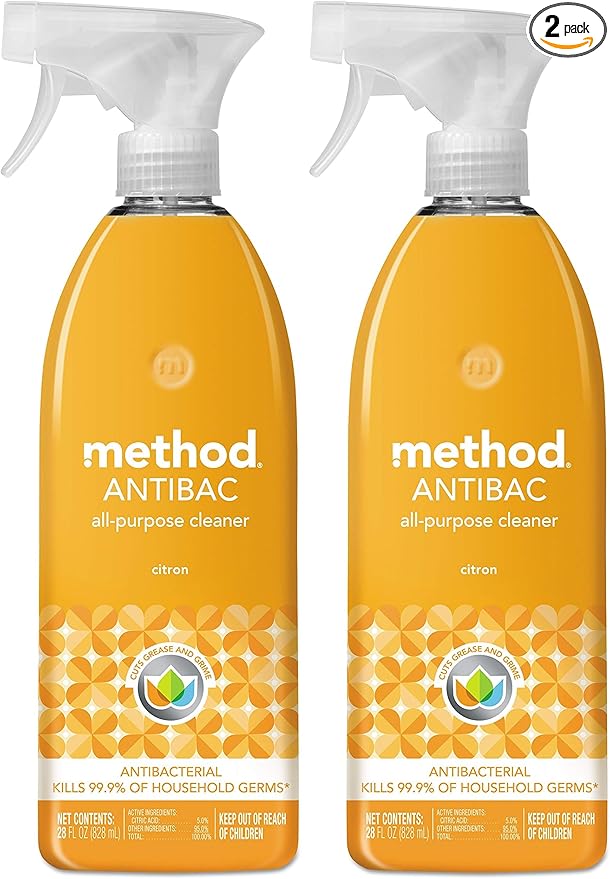 Method Antibacterial All-Purpose Cleaner Spray, Citron, Kills 99.9% of Household Germs, 28 Fl Oz (Pack of 2)