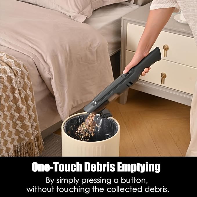 Handheld Vacuum Cordless, Lightweight 1.4lb with Powerful Suction, Charging Dock, Single Touch Empty and Detachable Dust Cup, Portable Mini Car Vac for Home Office and Pet Hair (Medium Gray)