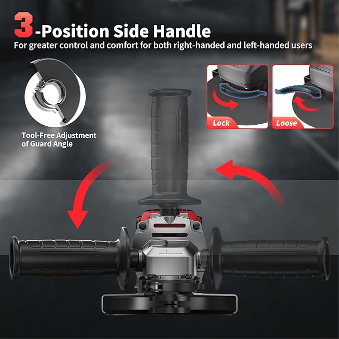Angle Grinder 4-1/2" Cordless for Milwaukee 18V/M18 Battery, 6 Variable Speed Power Grinder, Brushless Angle Grinder Power Tools For Cutting Grinding Polishing (Tool Only)