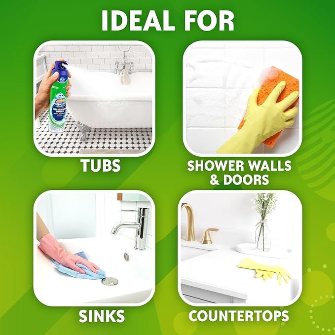 Scrubbing Bubbles Mega Bathroom and Shower Foamer Aerosol, Rainshower Scent, 20oz (Pack of 2)