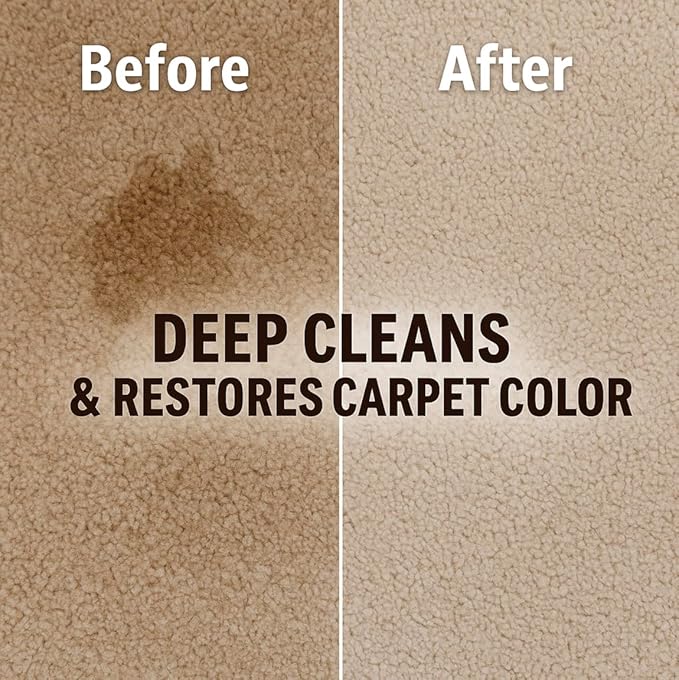 Carpet Cleaner Concentrate + Free Scouring brush – USA Made Enzymatic Citrus Formula for Carpets, Rugs & Upholstery – Eco-Friendly Pet Safe Deep Cleaner
