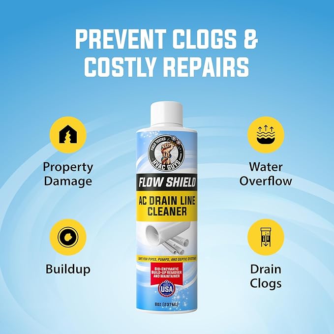 AC Drain Line Cleaner 2 Pack | Prevent Buildup and Overflow | 8oz - Up to 3 Months of Protection | Fast Acting & Long Lasting Bio-Enzymatic Formula