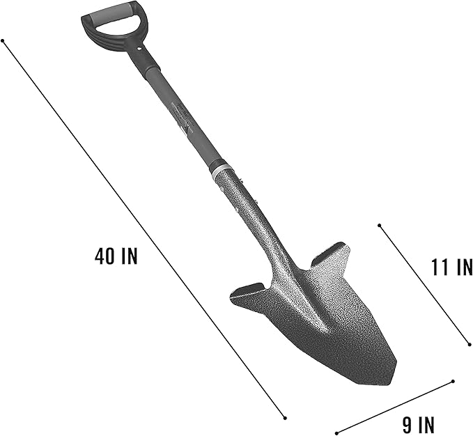 Spear Head Spade SHFD3 40" Red Garden Spade Shovel - Gardening Shovel with a 9" x 11" Beveled Blade, Steel-Reinforced Fiberglass Long Handle & Cushioned D-Grip - Digging Spade for Planting