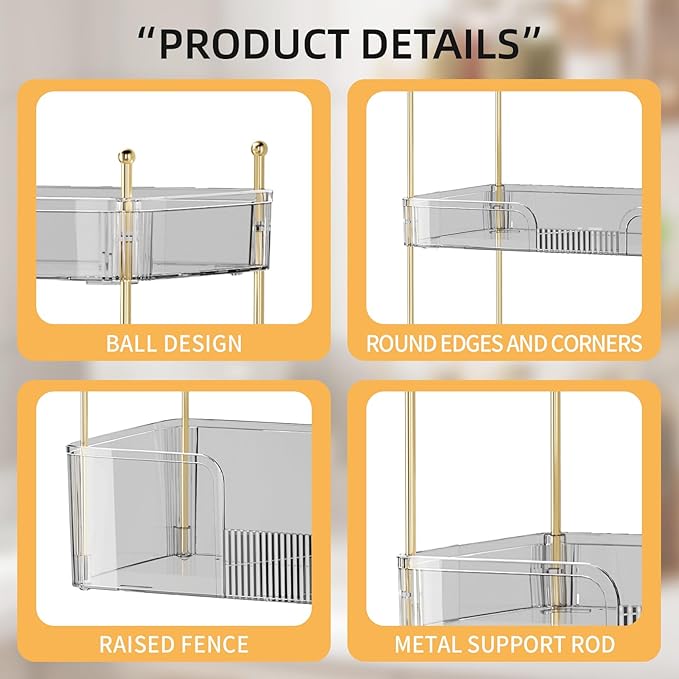 Akinbas 3 Tier Bathroom Organizer Countertop Makeup Perfume Tray Skincare Organizer for Bathroom Dresser Vanity (White)