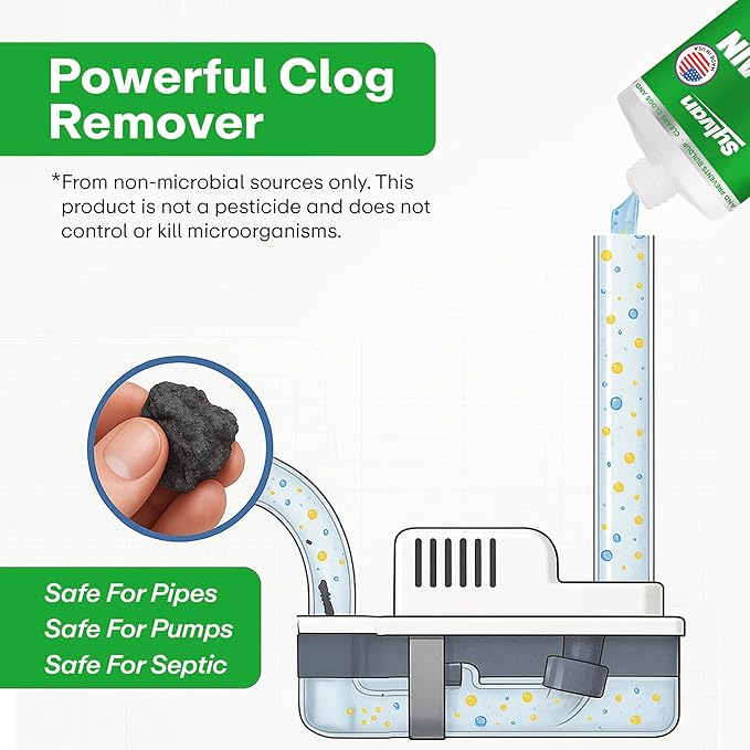 Sylvan AC Drain Line Cleaner | Free XXL Drain Brush | 32 Oz | 12 Month Supply | Made in USA | Universal Compatibility | Removes Clogs and Buildup from HVAC Condensate Lines | Air Conditioner Unclogger